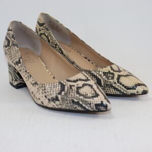 Franco Sarto Size 8 Snake Print Block Heel Pumps Pointed Toe Shoes